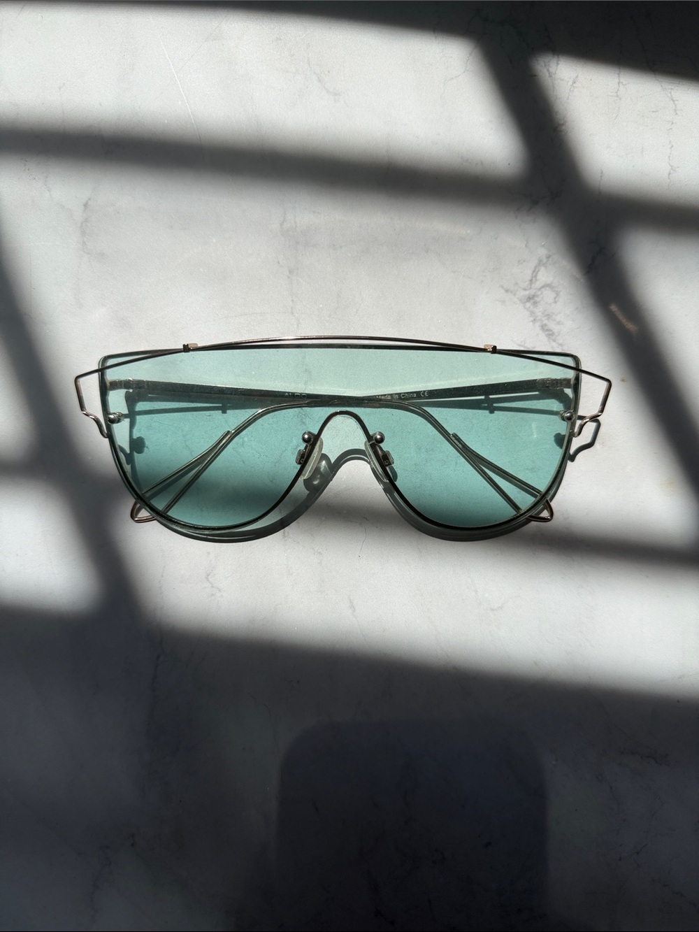 Aldo Gold Frame Seafoam Green Lens Aviator Sunglasses